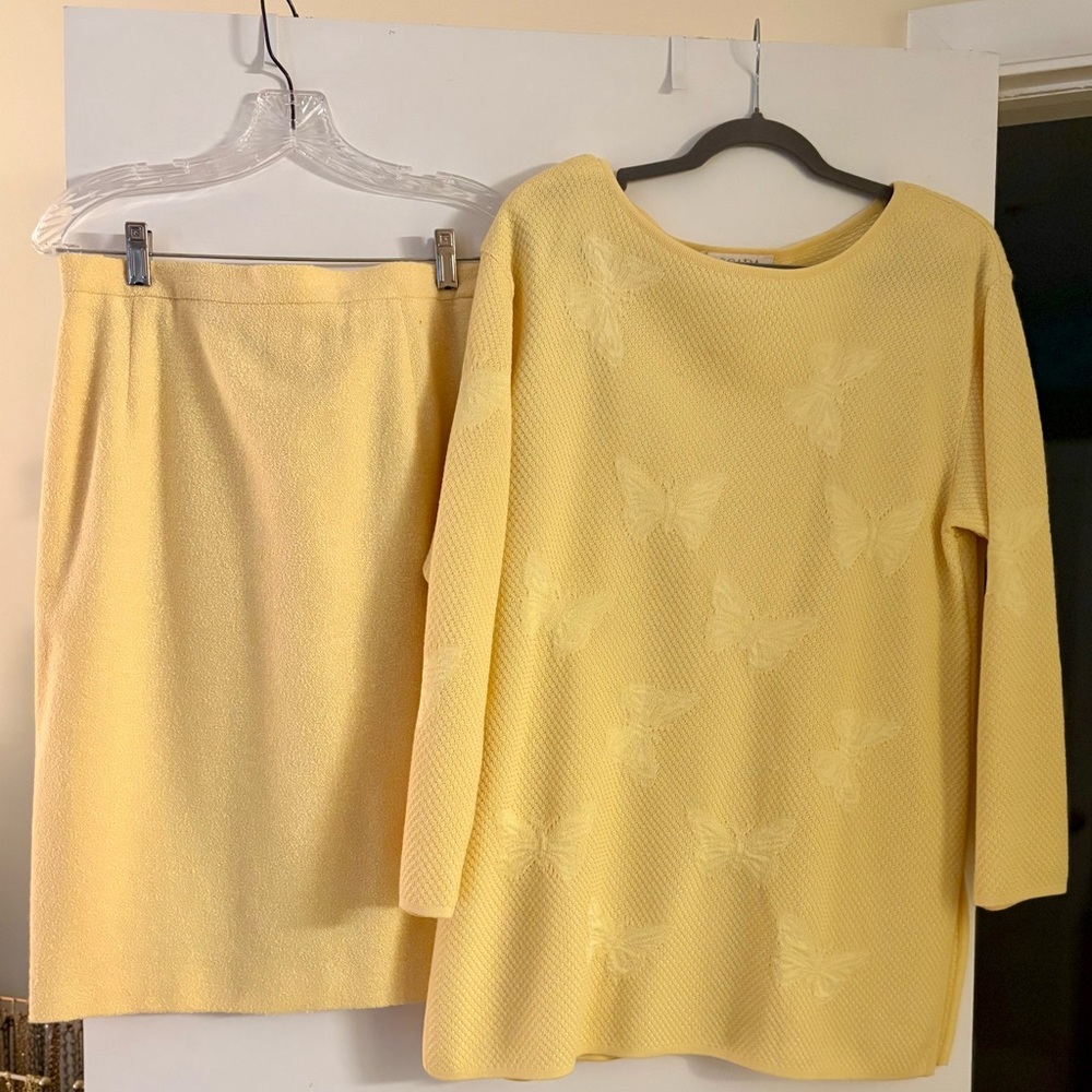 Escada Yellow Skirt Set with Butterfly Detail